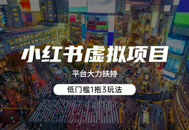 小红书虚拟项目，平台大力扶持，低门槛1拖3玩法