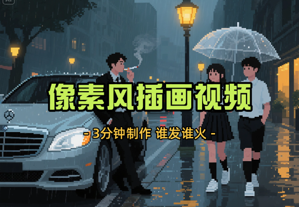 3分钟做出孤独感拉满的像素风插画视频，谁发谁火系列